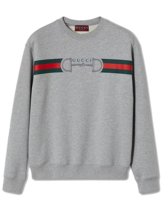 26SS 구찌 프린트 디테일 코튼 저지 스웨트셔츠 848737XJHOK 1056 Grey