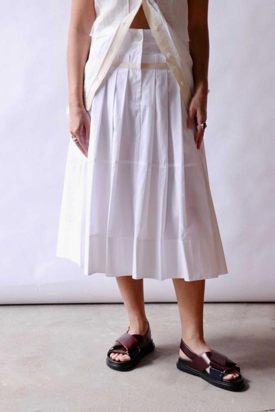  리 매튜스 미디 스커트 샬롯 플리츠 스커트 - LEE MATHEWS