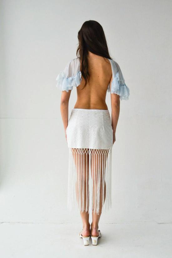  SMUCKY 숏 스커트 스머키 위스퍼 미니 프린지 스커트 - OTHER BRANDS