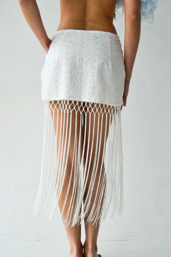  SMUCKY 숏 스커트 스머키 위스퍼 미니 프린지 스커트 - OTHER BRANDS