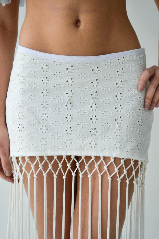  SMUCKY 숏 스커트 스머키 위스퍼 미니 프린지 스커트 - OTHER BRANDS