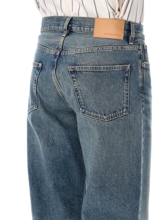  선플라워 데님 루즈핏 오가닉 코튼 진 다크 블루 빈티지 - SUNFLOWER