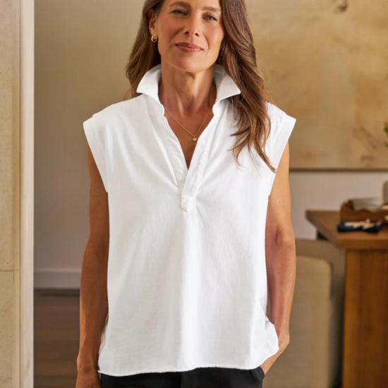  프랭크 앤 에일린 반팔 티셔츠 프랭크 & 아일린 올리비아 팝오버 칼라 탱크탑