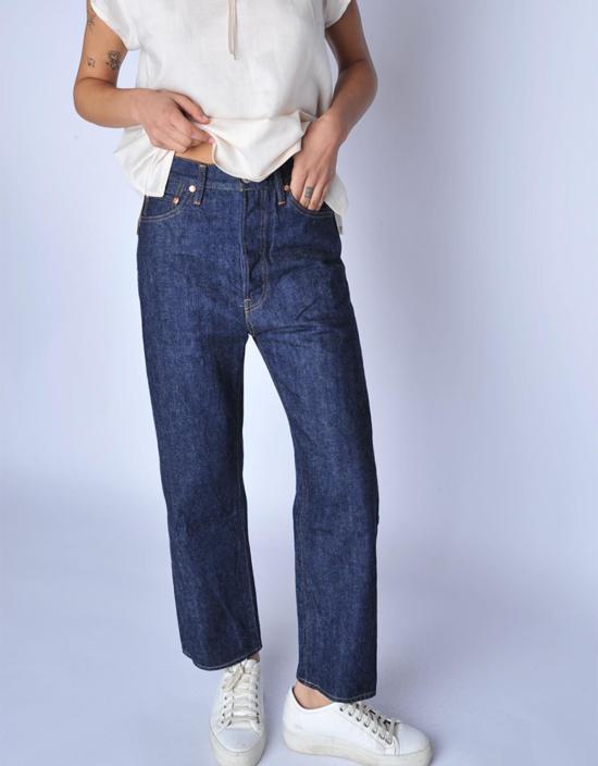  치말라 데님 팬츠 린스 와이드 테이퍼드 컷 진 다크 린스 - CHIMALA