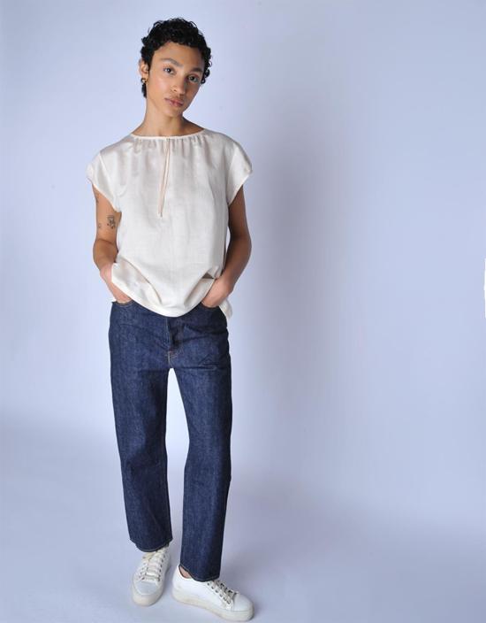  치말라 데님 팬츠 린스 와이드 테이퍼드 컷 진 다크 린스 - CHIMALA