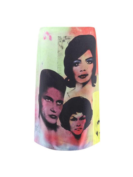  베르사체 미디 스커트 프린트 실크 트윌  멀티컬러