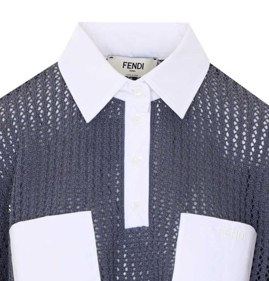  펜디 반팔 티셔츠 폴로 셔츠 그레이 - FENDI