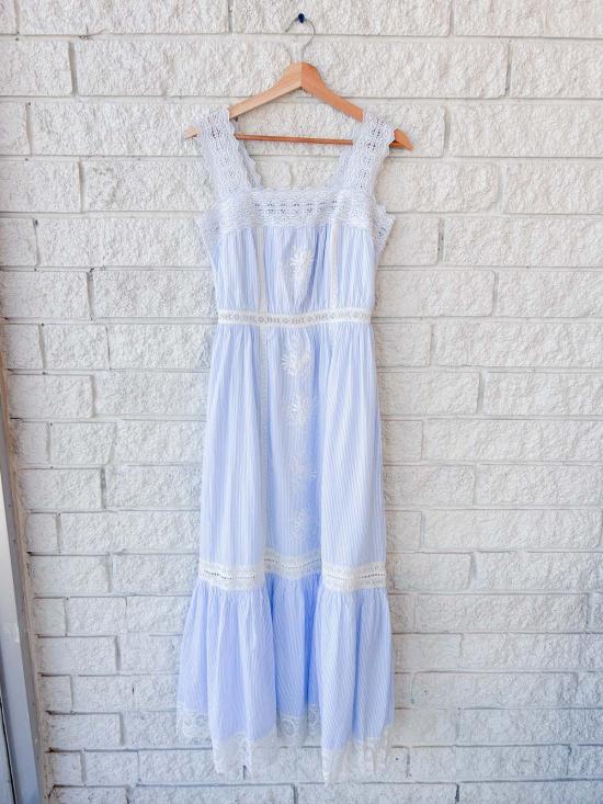  시레나 롱 원피스 아니타 드레스 블루 화이트 스트라이프