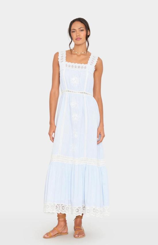  시레나 롱 원피스 아니타 드레스 블루 화이트 스트라이프 - XIRENA