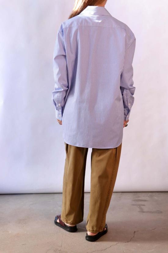  티비 탑 스트라이프 셔츠 이지 턱시도 셔츠 - TIBI