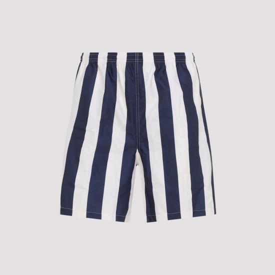  아미 숏팬츠 Ami Alexandre Mattiussi Ami Long Stripes Swim Shorts Blanc Creme Encre - AMI