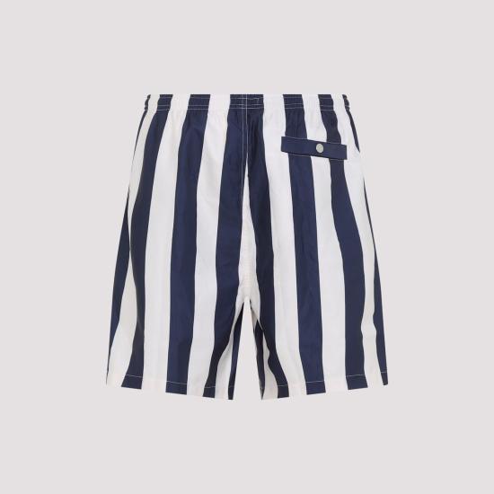  아미 숏팬츠 Ami Alexandre Mattiussi Ami Long Stripes Swim Shorts Blanc Creme Encre - AMI
