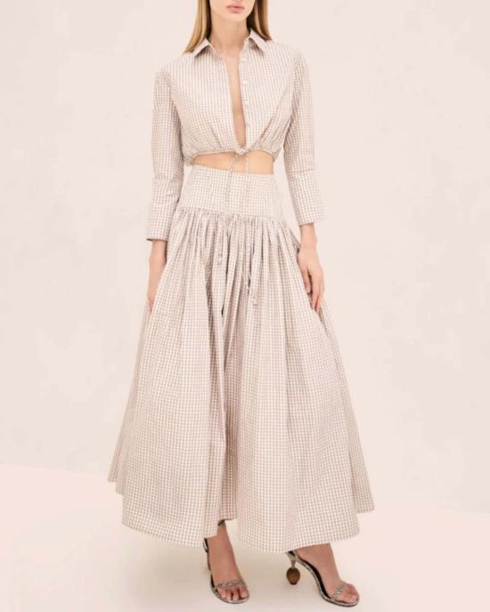  알렉시스 블라우스 마지 탑 탄/화이트