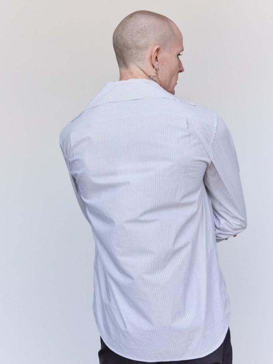  MM6 메종마르지엘라 셔츠 Mm6 Maison Margiela 트롱프뢰유 칼라 스트라이프 셔츠 그레이 - MM6 MAISON MARGIELA