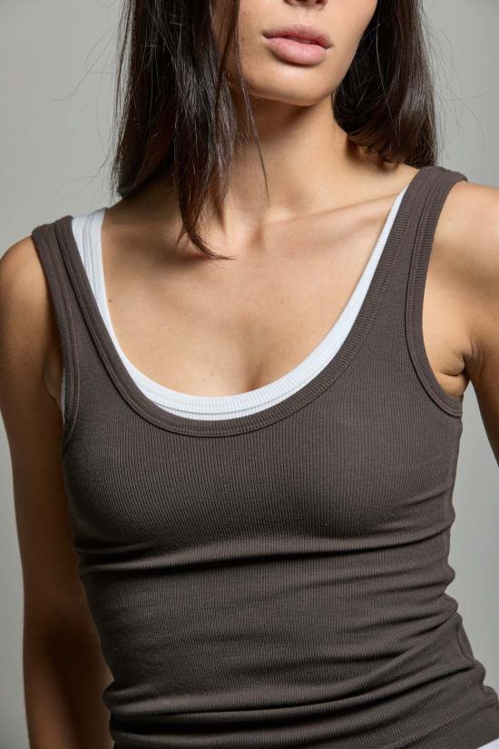  아셀 민소매 티셔츠 애셔 밀라 리브 탱크 - ASHER