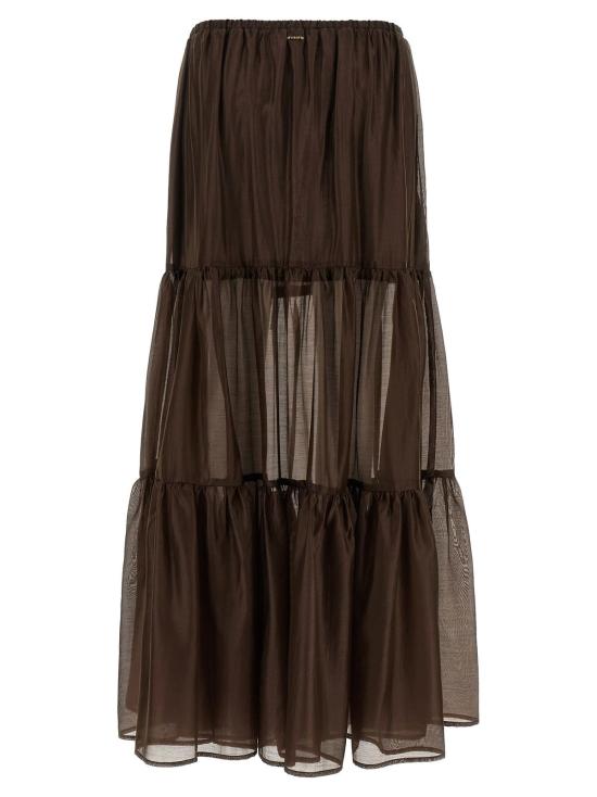  트윈셋 롱 스커트 프릴 스커트 브라운 - TWINSET