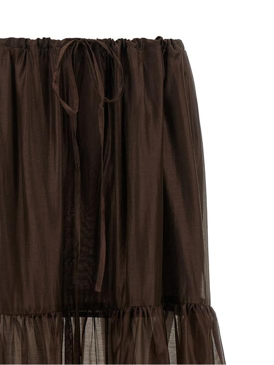  트윈셋 롱 스커트 프릴 스커트 브라운 - TWINSET
