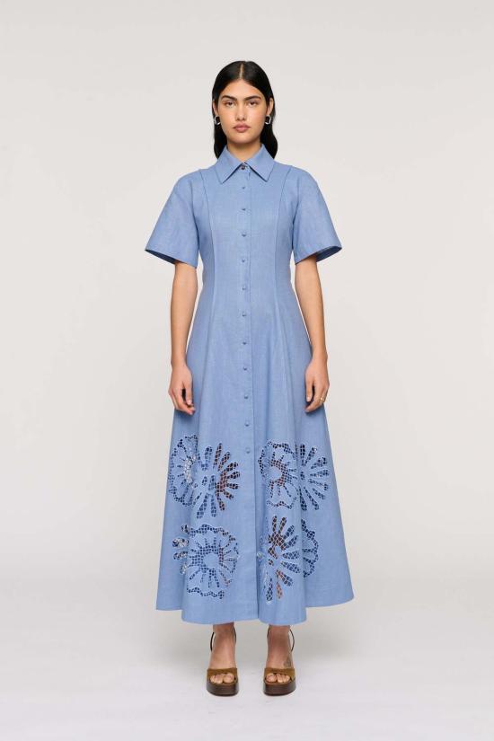  Clea 롱 원피스 클레아 애널리스 셔츠 드레스 델피늄