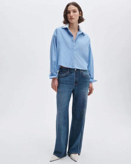  랙앤본 셔츠 Rag & Bone 마린 스트라이프 콤보 셔츠 블루 스트라이프