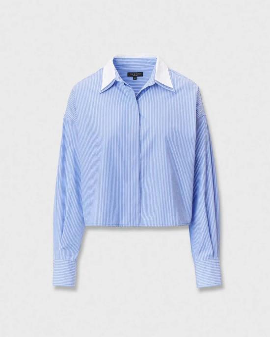  랙앤본 탑 Rag & Bone 마린 스트라이프 콤보 셔츠 블루 스트라이프 - RAG & BONE