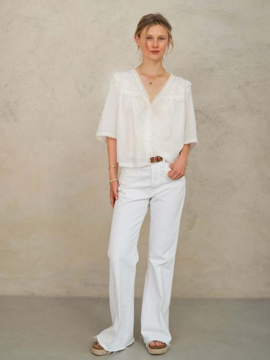  M.A.B.E 블라우스 브레아 프릴 자수 탑 아이보리 - OTHER BRANDS