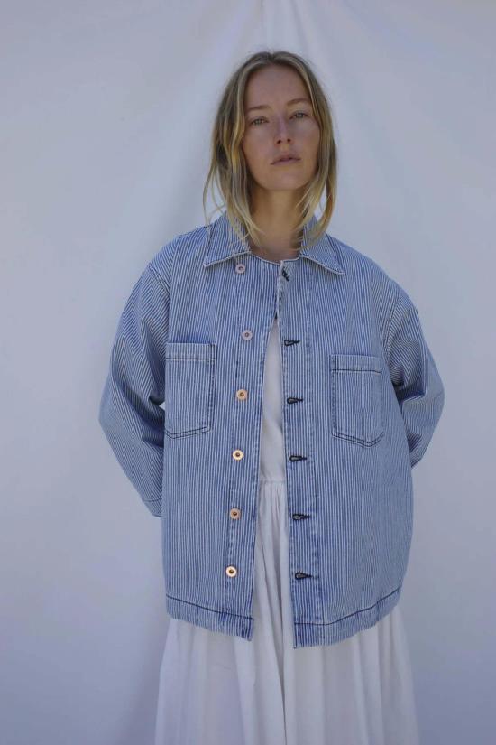  엠마 로스코프 데님 자켓 시더 스윙 재킷 레일로드 데님 - EMMA ROTHKOPF