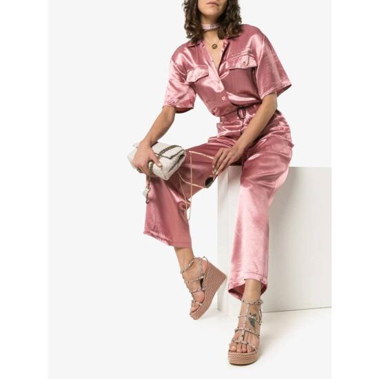  발렌티노 가라바니 샌들 락스터드 웨지  핑크 - VALENTINO GARAVANI