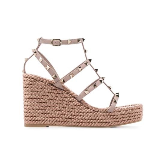  발렌티노 가라바니 샌들 락스터드 웨지  핑크