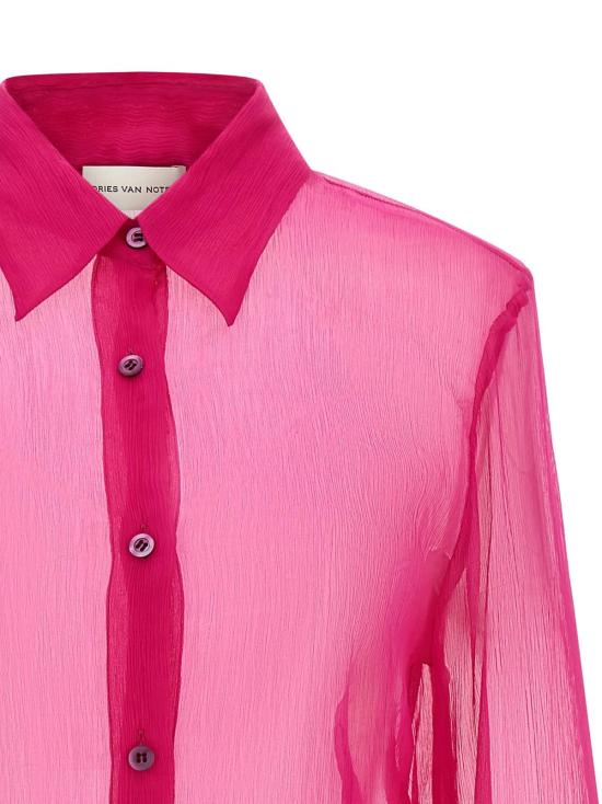 드리스 반 노튼 탑 Dries Van Noten 클라우디 셔츠 퓨샤 - DRIES VAN NOTEN