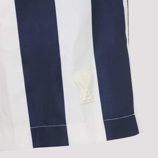  아미 스윔팬츠 Ami Alexandre Mattiussi Ami Long Stripes Swim Shorts Blanc Creme Encre - AMI