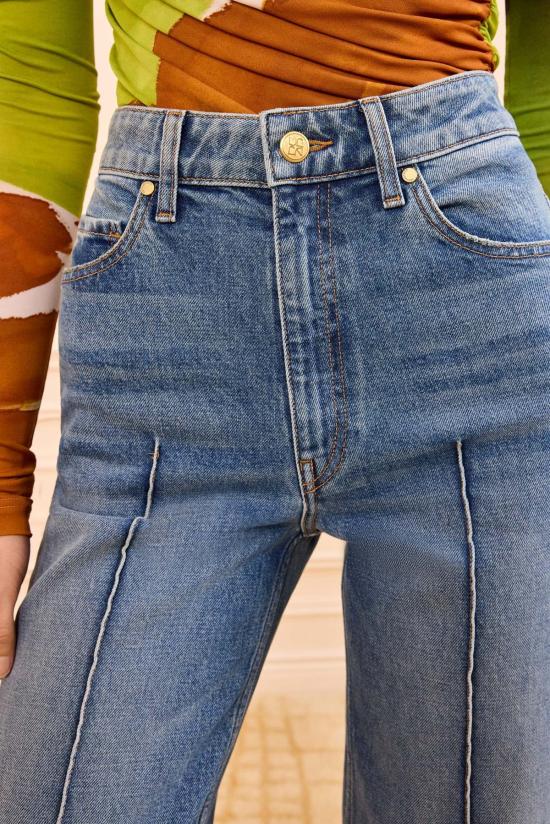  울라 존슨 데님 팬츠 제네비브 스트레치 핀턱 진 다뉴브 - ULLA JOHNSON