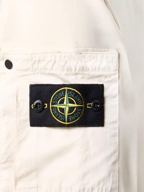  스톤 아일랜드 긴팔 티셔츠 코튼 스웨트셔츠 (지퍼 포함) 화이트 - STONE ISLAND
