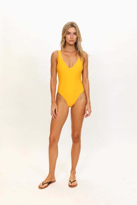  솔리드 앤 스트라이프 원피스 수영복 단색과 줄무늬가 있는 미셸 리버서블 수영복 파인애플 - SOLID AND STRIPED