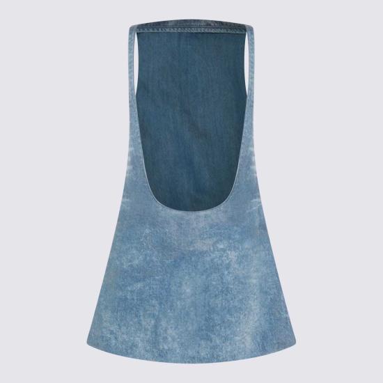  디젤 숏 원피스 코튼 데님 드레스 블루 - DIESEL