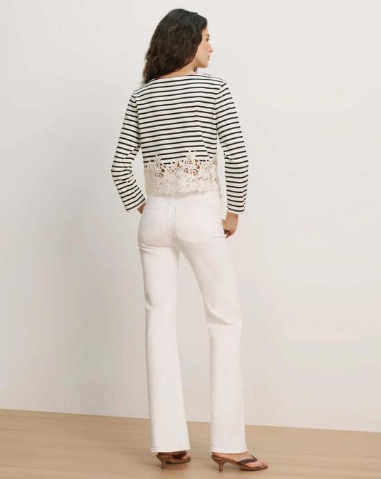  베로니카비어드 데님 팬츠 베로니카 비어드 크로스비 미드라이즈 슬림 와이드 레그 진 화이트 - VERONICA BEARD