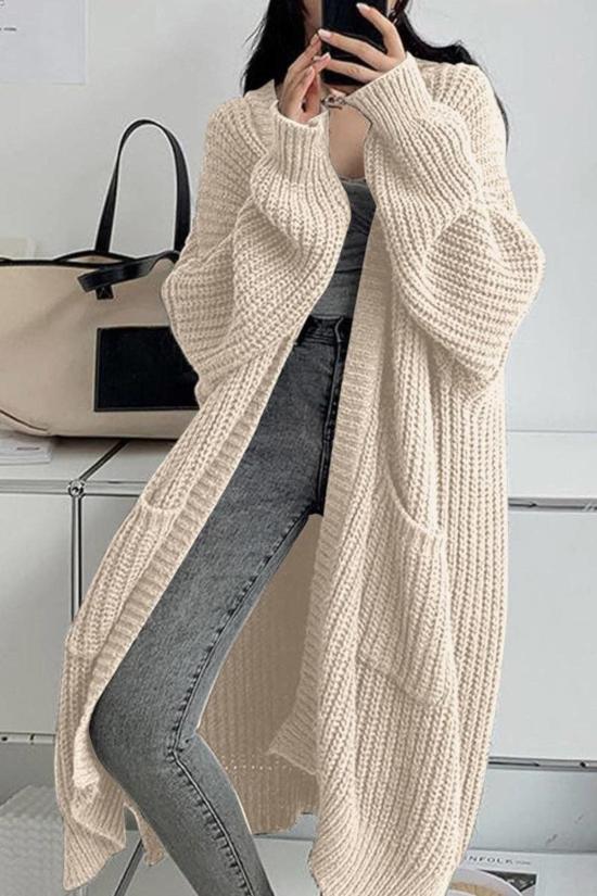  더 컬렉티브 파크 시티 가디건 더 콜렉티브 파크 시티 오버사이즈 오픈 프론트 니트  스웨터 베이지