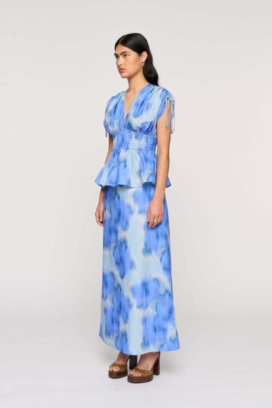  클레아 미디 스커트 자스민 스커트 플로랄리스 블루 - CLEA