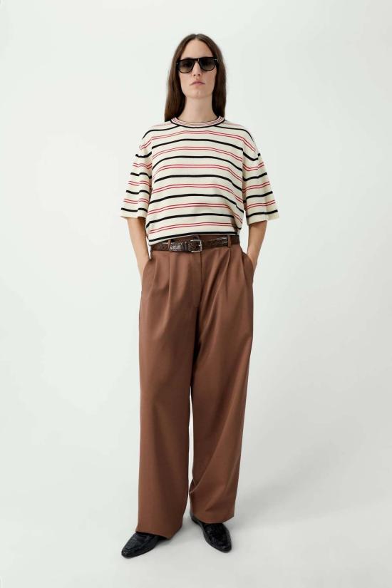  코데라 반팔 티셔츠 코르데라 유기농 면 스트라이프 티셔츠 탑 - CORDERA