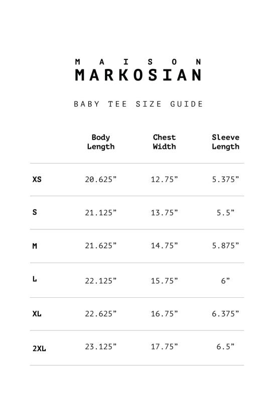  메종 마르코시안 반팔 티셔츠 Maison Markosian 라임워시 베이비 티셔츠 - MAISON MARKOSIAN