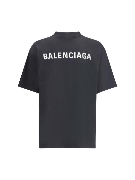  발렌시아가 반팔 티셔츠 로고가 앞면과 뒷면에 프린트된 티셔츠 - BALENCIAGA