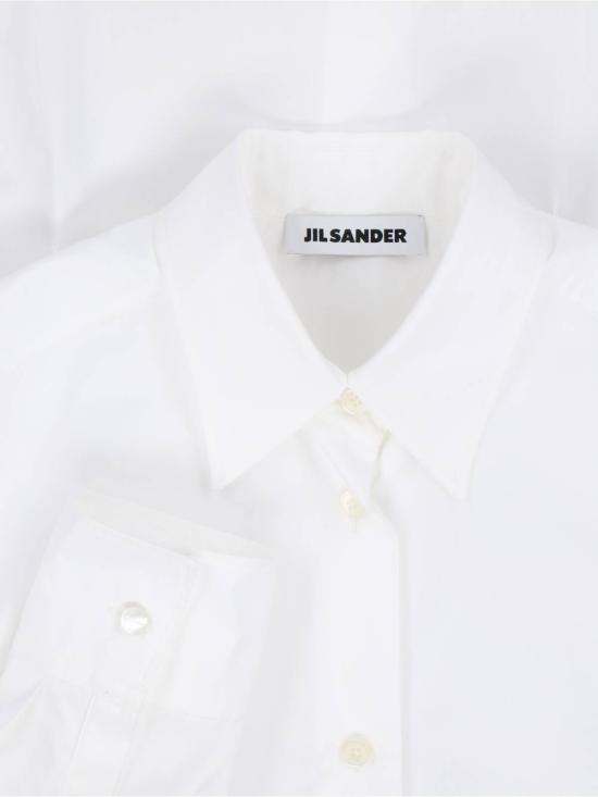  질샌더 탑 질 샌더 코튼 포플린 셔츠 화이트 - JIL SANDER