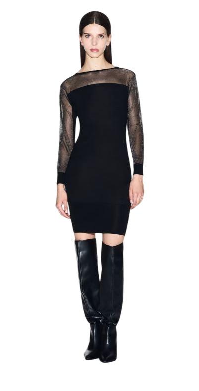 25FW 알마니 미디 원피스 XW001324 MC108 NERO BLACK - ARMANI