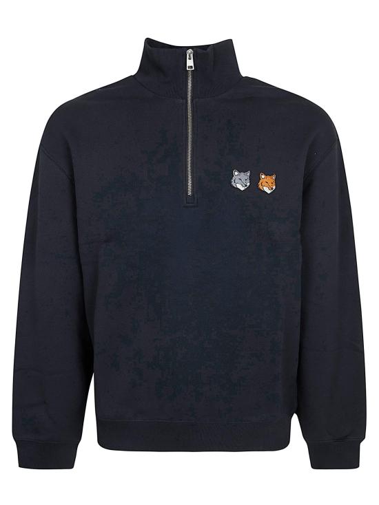 26SS 메종키츠네 더블 폭스 헤드 하프 집 컴포트 스웨트셔츠 OM211CFKM0341 P190 ANTHRACITE GREY