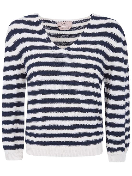 26SS 트윈셋 스웨터 261TP3220 13380 PARCHMENT NIGHT BLUE STRIPES