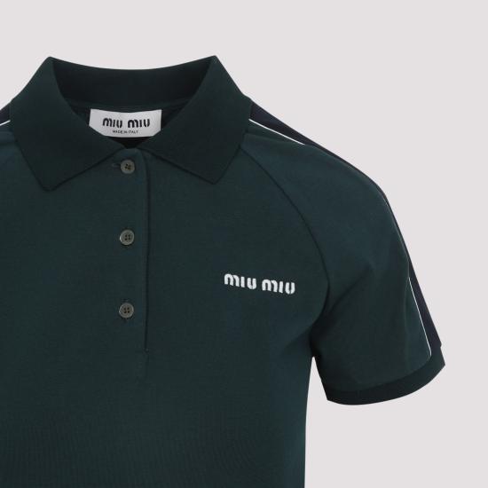 26SS 미우미우 폴로 티셔츠 MJNA19SOOO 182D F0R3V BOTTIGLIA BLU - MIU MIU