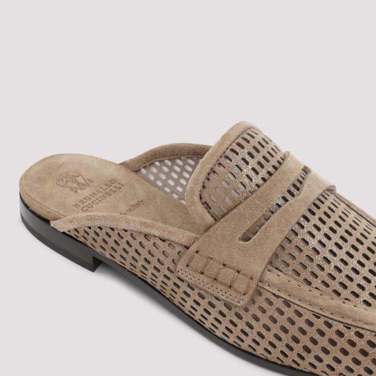 26SS 브루넬로 쿠치넬리 레더 스파클링 네트 뮬 MZDVC3211 C2767 ANTILOPE - BRUNELLO CUCINELLI