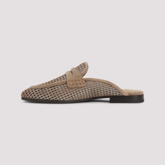 26SS 브루넬로 쿠치넬리 레더 스파클링 네트 뮬 MZDVC3211 C2767 ANTILOPE - BRUNELLO CUCINELLI