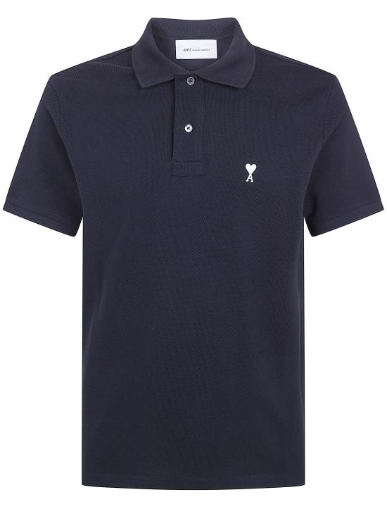 26SS 아미 스몰 하트 로고 폴로 티셔츠 HPL411 760 045 BLACK WHITE CREAM - AMI