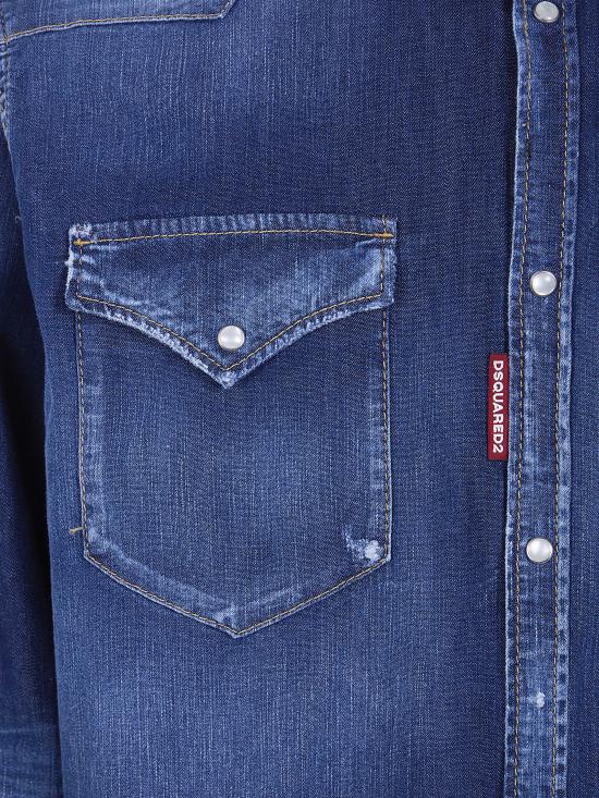 26SS 디스퀘어드2 긴팔 셔츠 S74DM0986 S30341 470 NAVY BLUE - DSQUARED2