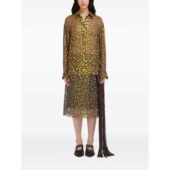 26SS 살바토레 페라가모 롱 스커트 13I351 0793479 BEIES BROWN YELLOW